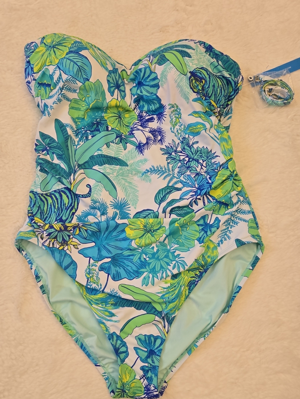 Bleu Rod Beattie Tropical Floral One-Piece Swim - Blue & Green